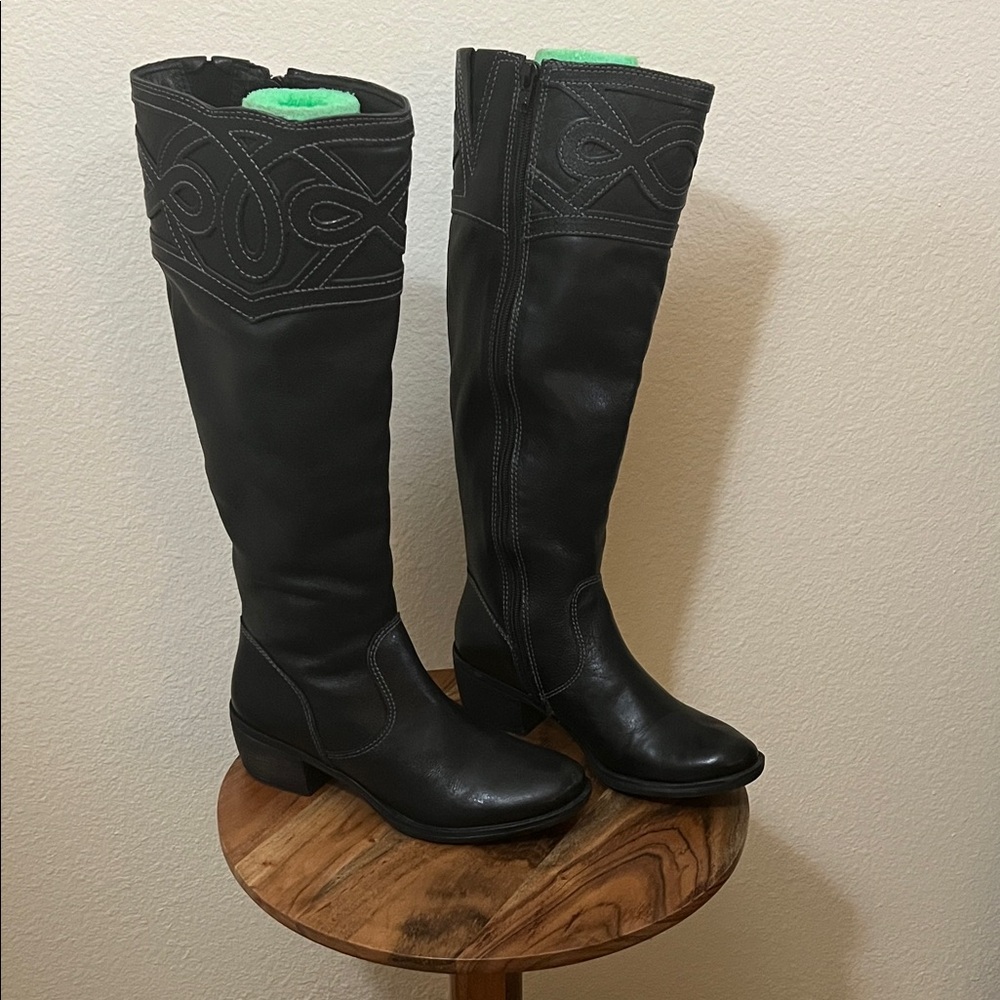 Nurture by Lamaze Black Over-the-Knee Riding Boots with Embroidered Top